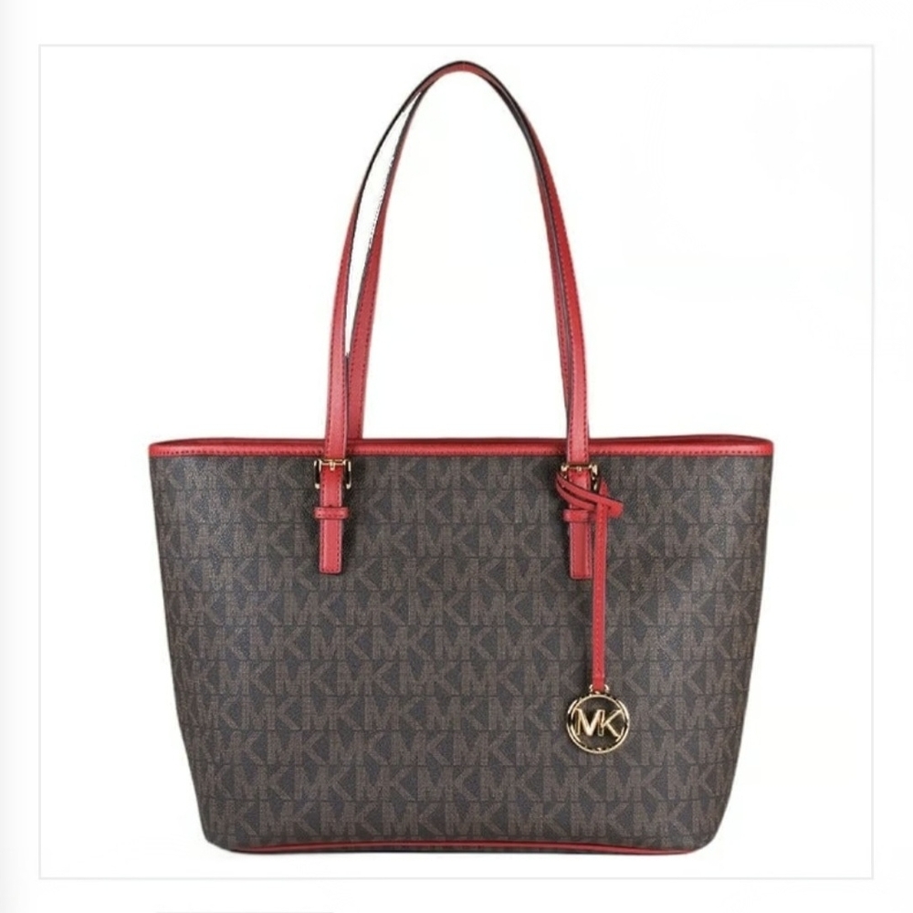 Michael Kors Brown and Red Tote Bag NWT